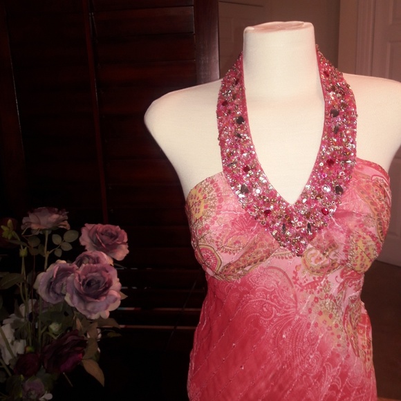 Niki Livas Pink /Fushia Halter Cocktail Dress - Picture 3 of 3